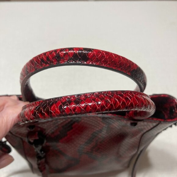 NWOT Rebecca Minkoff Red & Black Snake Embossed Leather Crossbody/Satchel - Picture 5 of 12